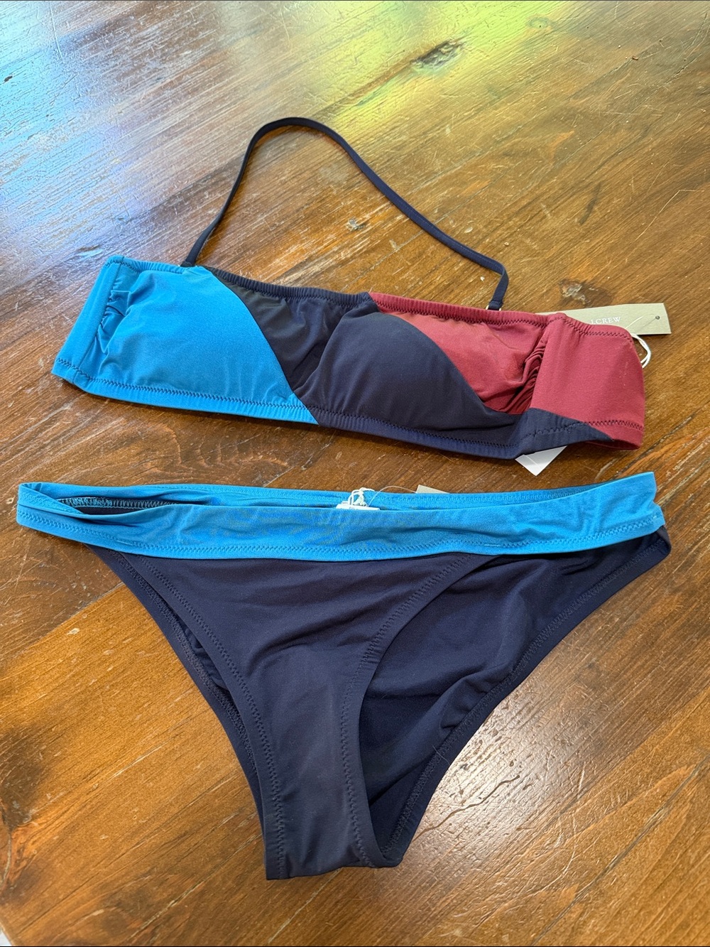J. Crew Jersey Lomellina Colorblock Bandeau Bikini. Brand new with tags